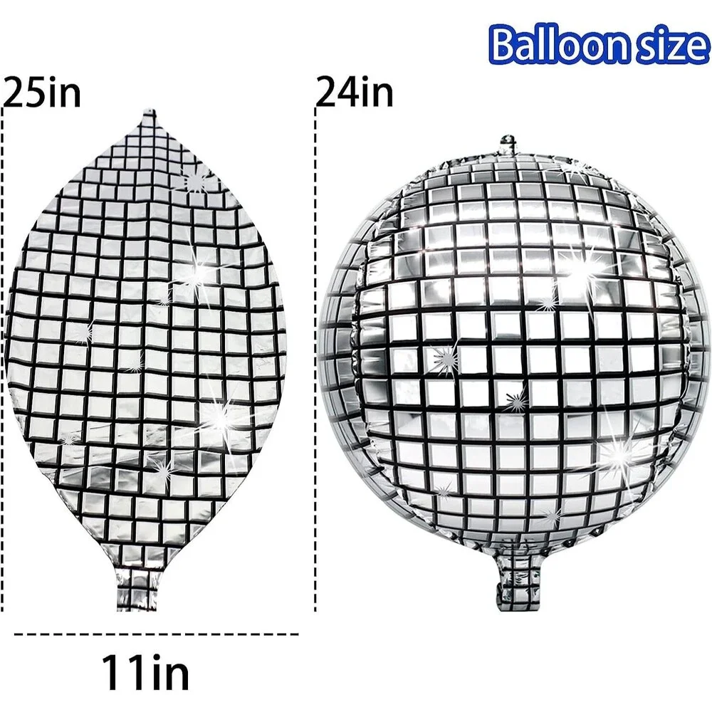 10-Pack 24inch 4D Large Round Aluminum Foil Balloons Self-sealing Disco Fever